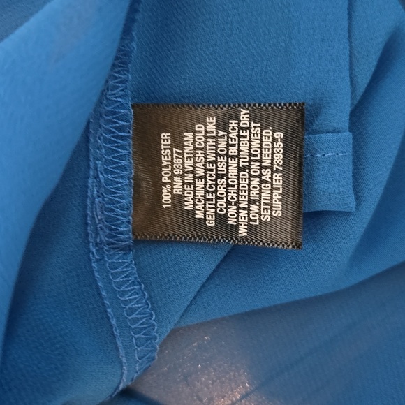 WORTHINGTON WOMENS FRONT BUTTON LONG SLEEVE BLUE BLOUSE SIZE PETITE MEDIUM - Picture 14 of 16